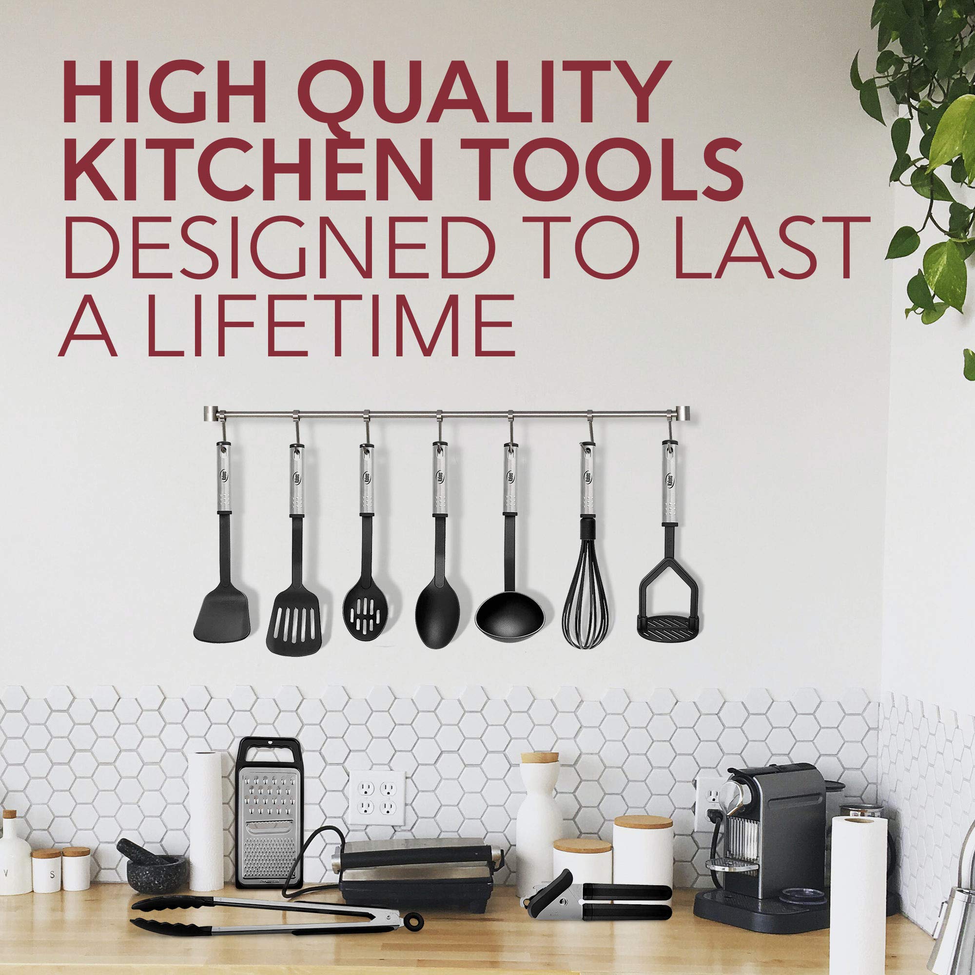 (24 Pcs.) - Kaluns Kitchen Utensils - 24 Nylon Stainless Steel Cooking Supplies - Non-Stick and Heat Resistant Cookware set - New Chef's Gadget Tools Collection - Best for Pots and Pans - Great Holiday Gift Idea