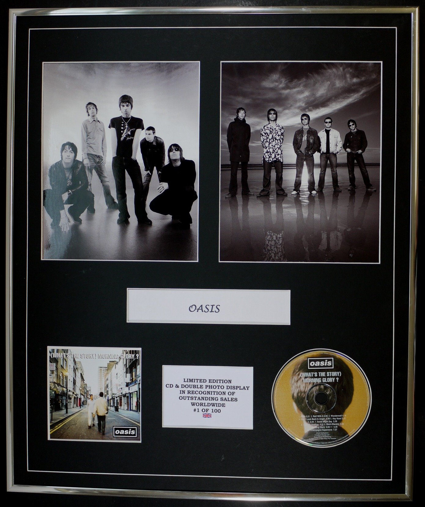 OASIS/CD & DOUBLE PHOTO DISPLAY/LTD. EDITION/COA/(WHATS THE STORY) MORNING GLORY