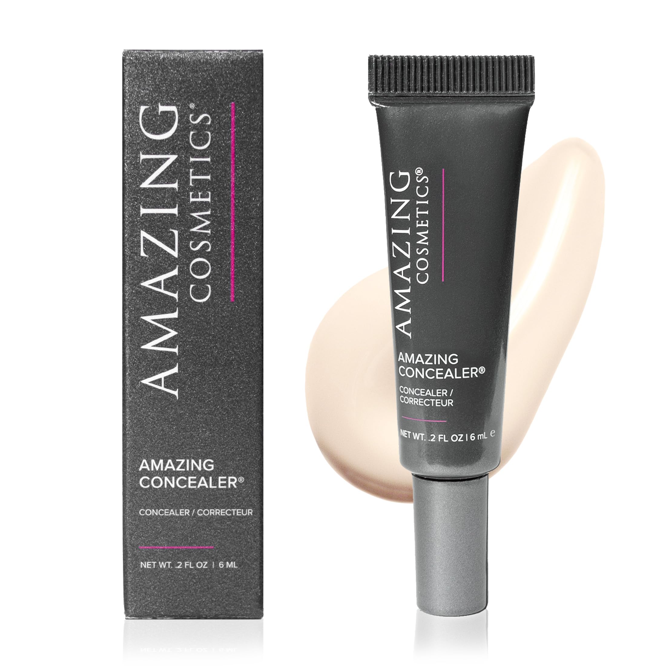 AmazingCosmetics AMAZINGCONCEALER, full coverage long wear concealer makeup for undereye dark circles, acne, blemishes and spots, color correcting shades, melts into skin for most natural finish