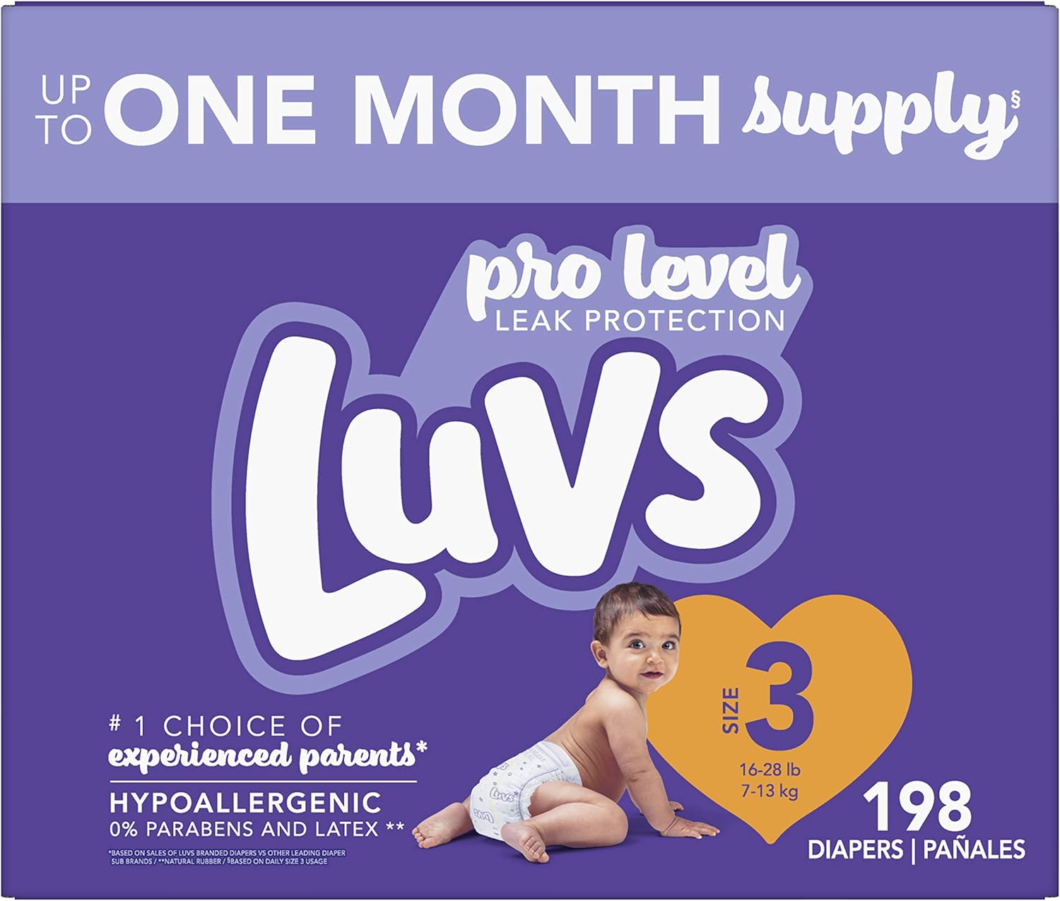 Diapers Size 3, 198 Count Luvs Ultra Leakguards Disposable Baby