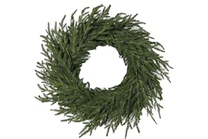 Norfolk Pine Wreath for Front Door,Real Touch Artificial Christmas Wreath Green Faux Pine Wreath,for Wall Windows Mantle Outd