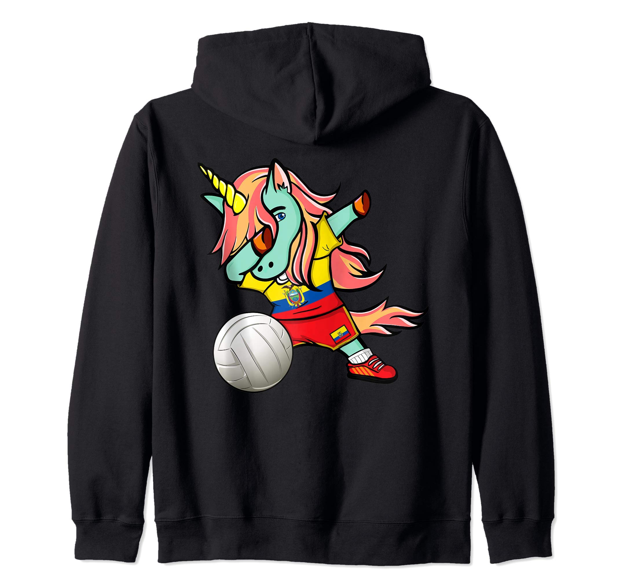Dab Unicorn Ecuador Volleyball Lovers Jersey Ecuadorian Flag Zip Hoodie