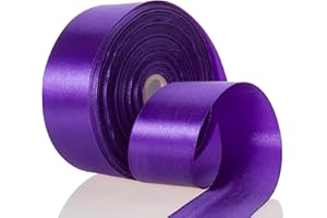 GIYOMI 50 Yards 1 1/2 Inch Purple Satin Ribbon, Single Face Polyester Solid Color Craft Fabric Ribbon for Handmade Roses, Gift Wrapping, Bouquets, Wedding, Christmas, and Party Decoration