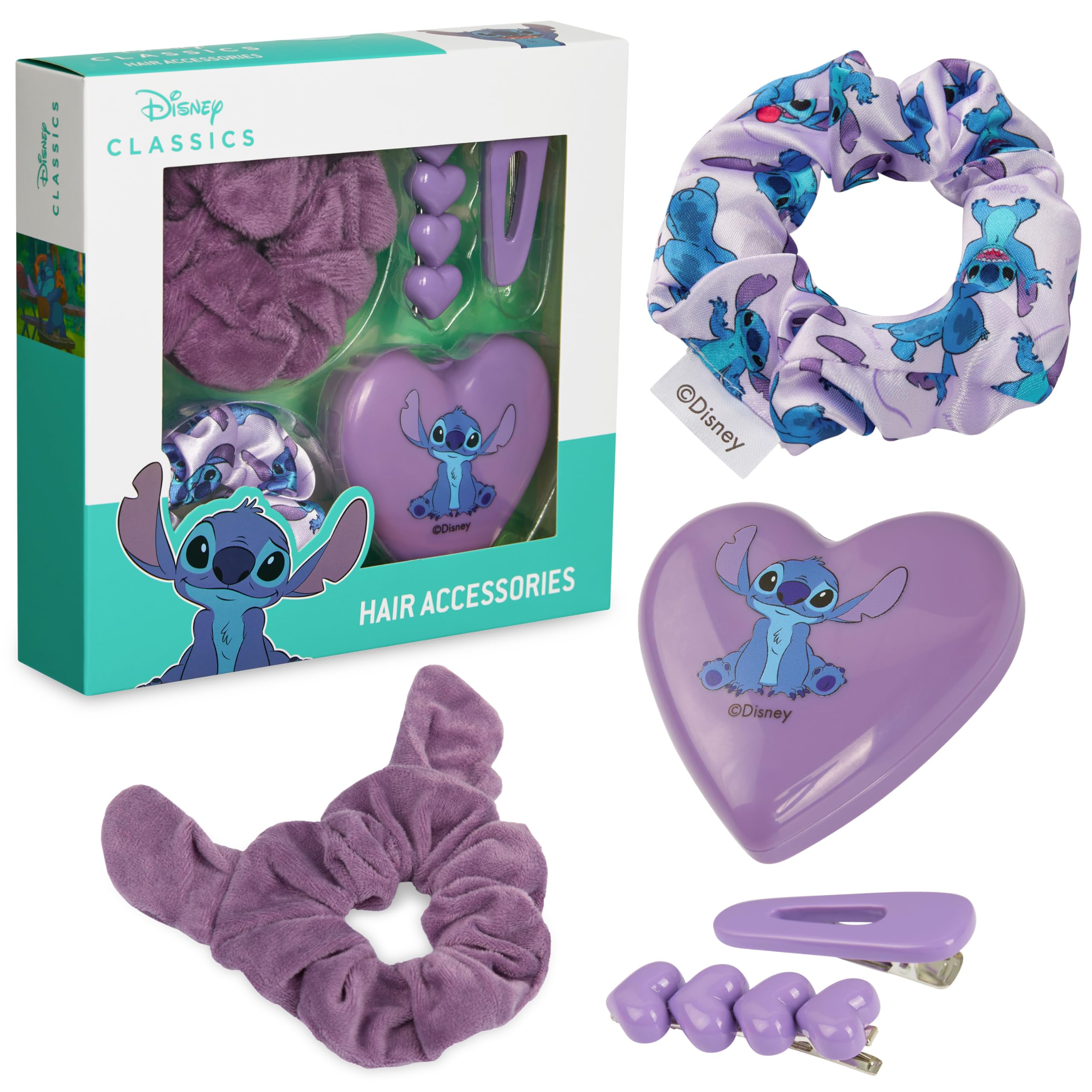 Disney Stitch Hair Clips & Hair Accessories for Girls Teens with Folding Brush, Dress Up Beauty Set Stocking Fillers Stitch Gifts for Girls