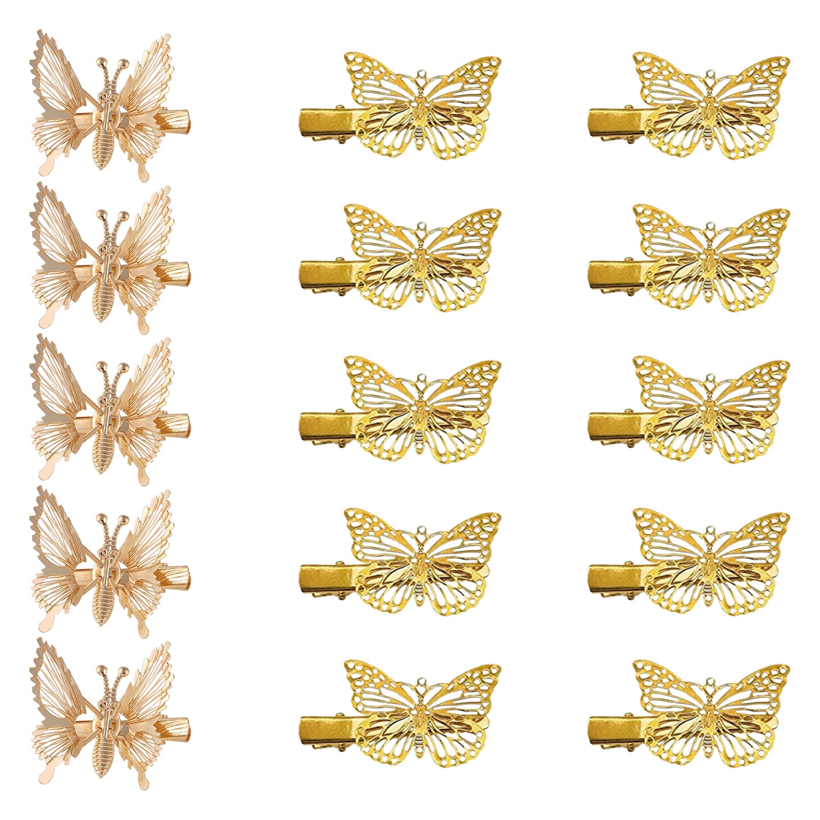 15 Pcs Butterfly Hairpins Metal Butterfly Hair Clips Cute Alloy Hair Clamps for Women Girls