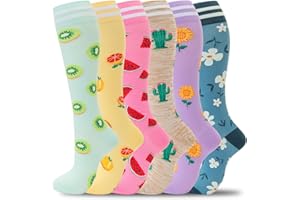 fenglaoda Compression Socks for Women Circulation 20-30mmHg Crazy, Cute, Socks Support for Nurse, Pregnant, Running, Medical
