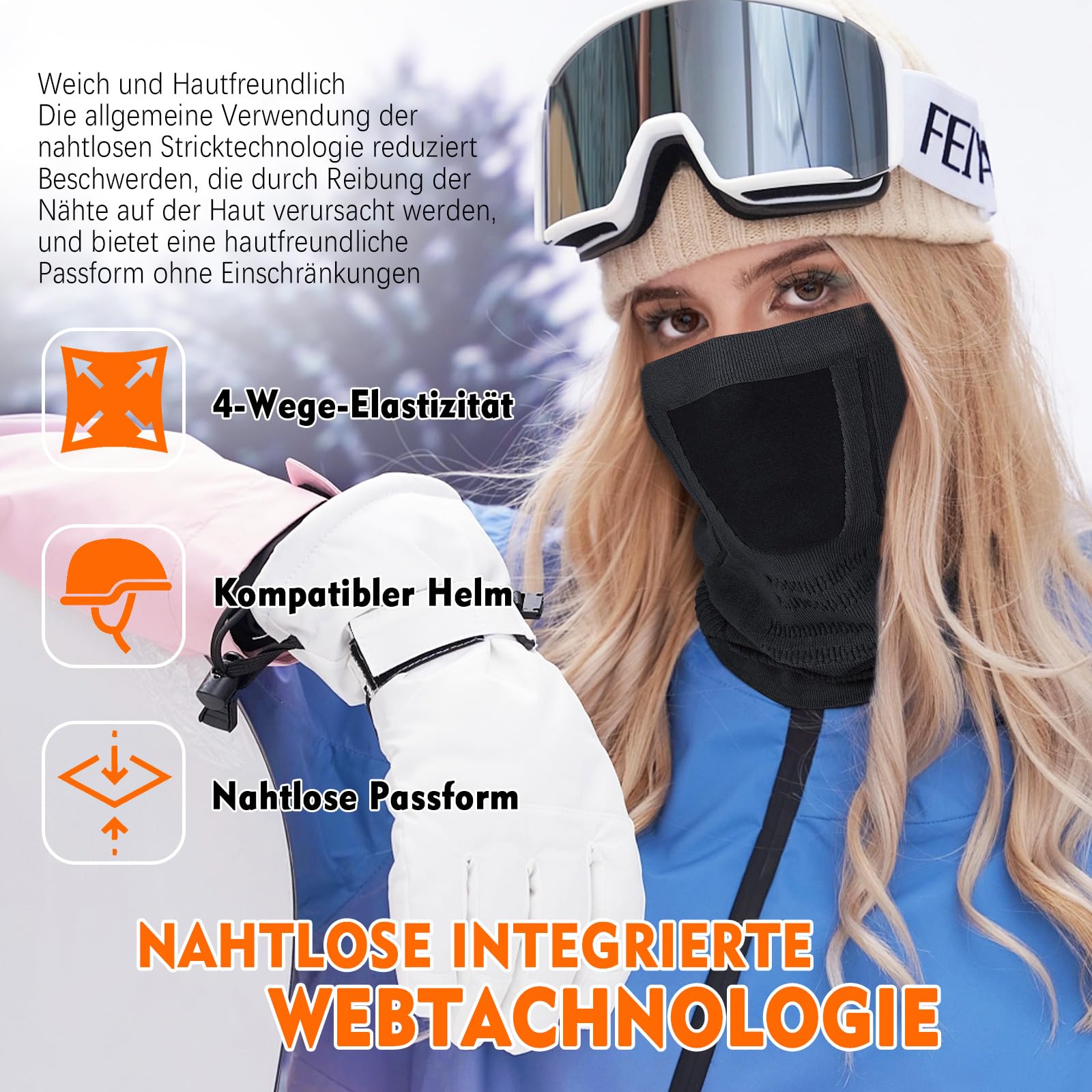 YANIKY Schlauchschal Ski Gesichtsschutz Mundschutz Halstuch Herren Damen, Atmungsaktiv Elastisch Gesichtsmaske Fahrrad Schal Winddicht Motorrad Bandana Nackenwärmer Sport Laufschal 6