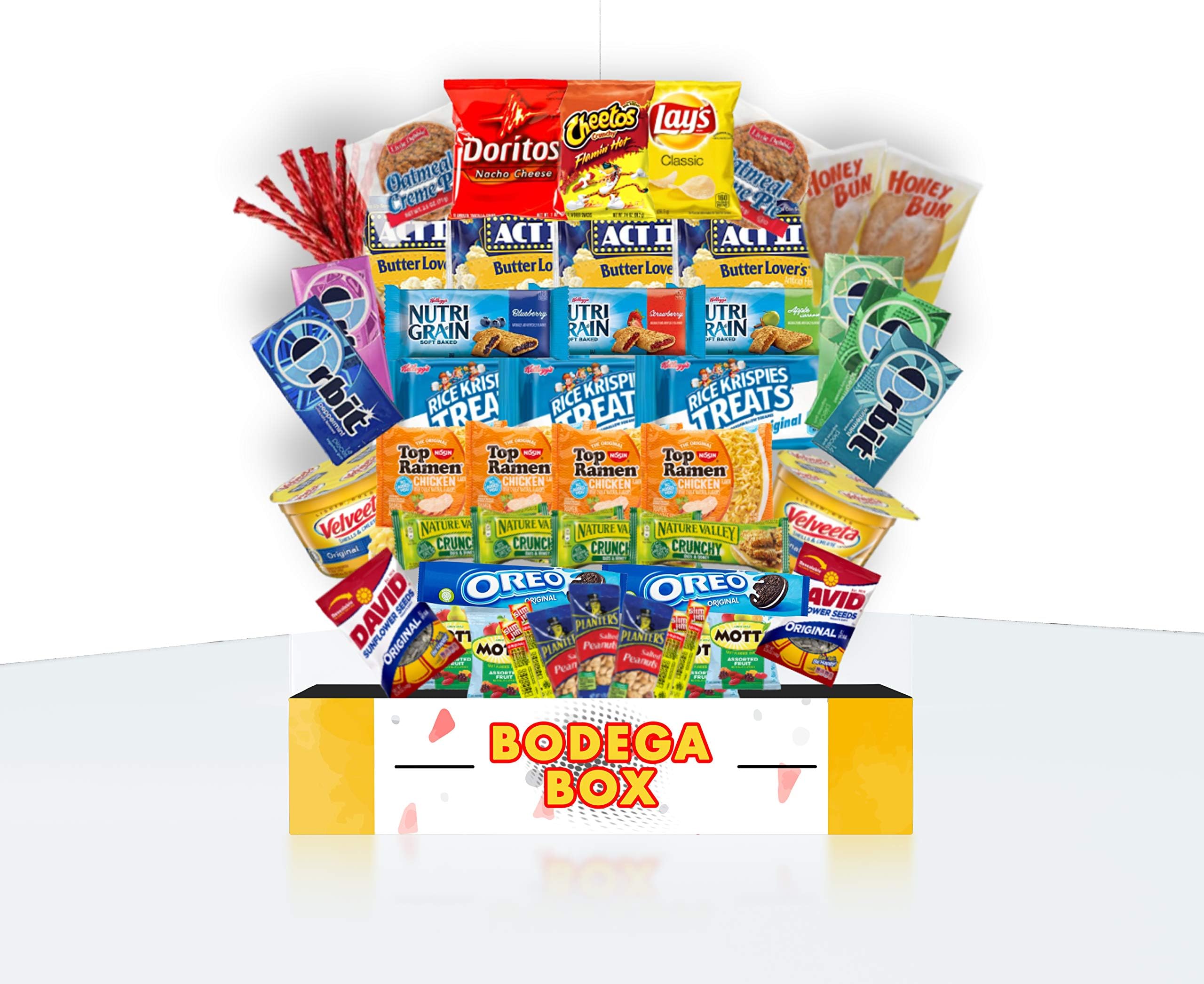 Bodega Box • 50pcs Ultimate Sampler, Cookies, Chips, Candy Snacks, Mixed Bulk Treats for Office, Meetings, Schools, Friends & Family, Military, College, Halloween Assortment, Variety Care Package
