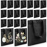 Amylove 24 Pcs Mini Tote Bag Sublimation Blank Canvas Tote Bags Reusable Grocery Luggage DIY Sack Goody for Party Even (10 x 10 Inch,Black)