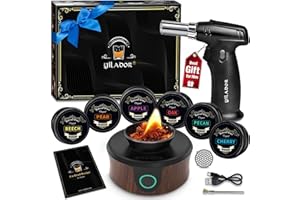 YILADOR Electric Whiskey Smoker Kit with Torch, Best Whiskey Gifts for Men, 6 Wood Chips – Infuse Rich Smoky Flavors in Bourbon Old Fashioned & Cocktails, Birthday Gifts for Dad, Husband (Butane Not Included)