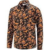 ENVMENST Christmas Button Up Shirt for Men Fun Printed Casual Short Sleeve Hawaiian Santa Shirt