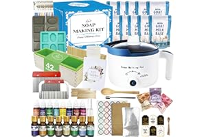 PIUH Deluxe Goat Milk Soap Making Kit for Adults, DIY Natural Soap Making Supplies Kit Included Soap Melting Pot, Goat Milk Soap Base, Dyes, Essential Oils and Supplies for Making Soaps Gift