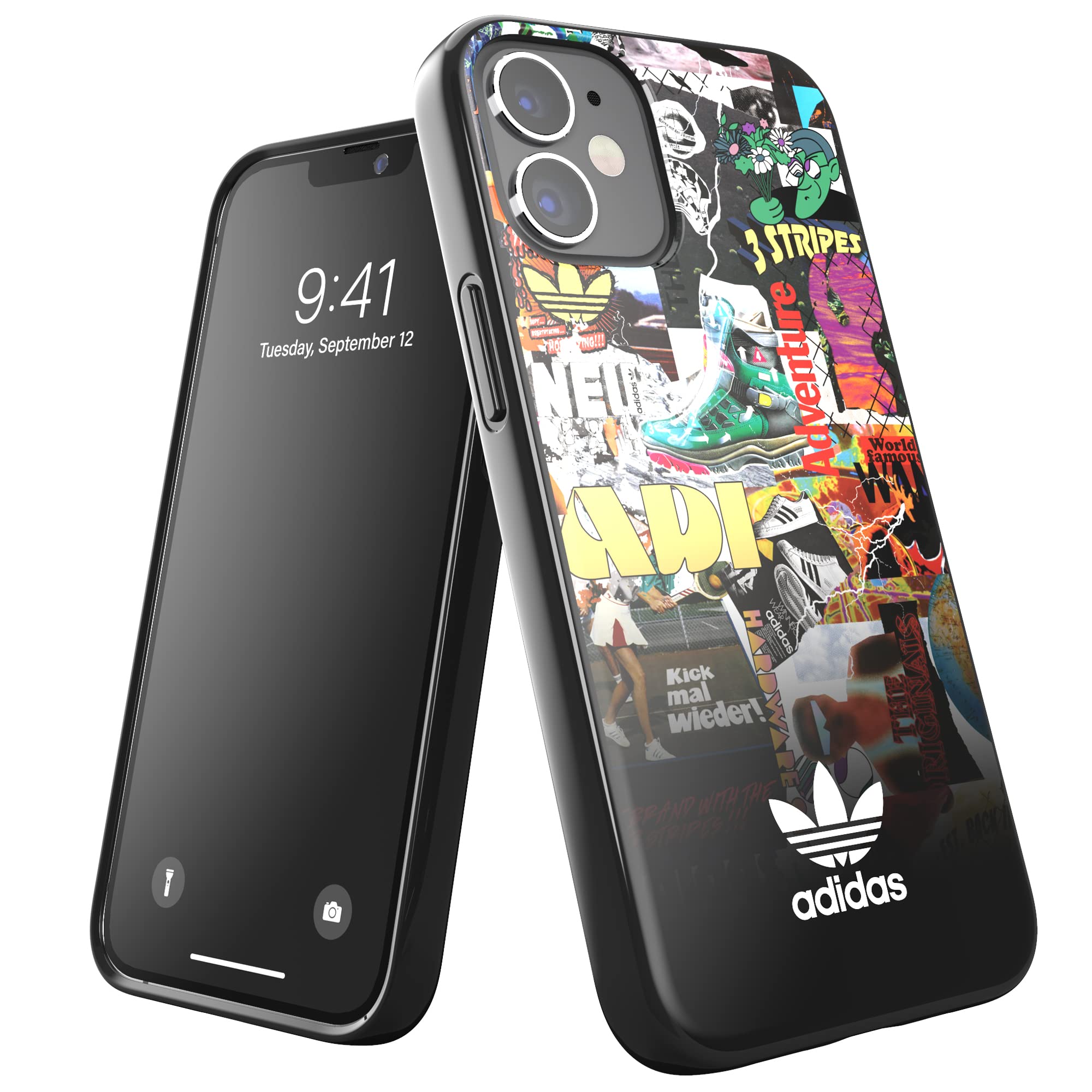 adidas Phone Case Designed for iPhone 12 Mini 5.4, Drop Tested Cases, Shockproof Raised Edges, Originals Protective Cover, Colourful Graphic