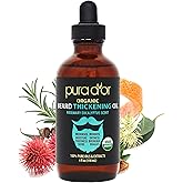 PURA D'OR 4 Oz Thickening Beard Oil – Moisturizing Blend with Rosemary, Biotin & Castor Oil – Increases Moisture, Thickness and Shine - Reduces Dryness and Breakage