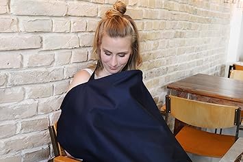 ZELLMOPS Bio Stilltuch'Navy' für diskretes Stillen, blau, Basic Size, mit eingenähter Tasche, Top Qualität, Handarbeit aus De