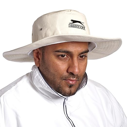 New Slazenger Stiff Wide Brim Cricket Sun Protection Cotton Hat Senior