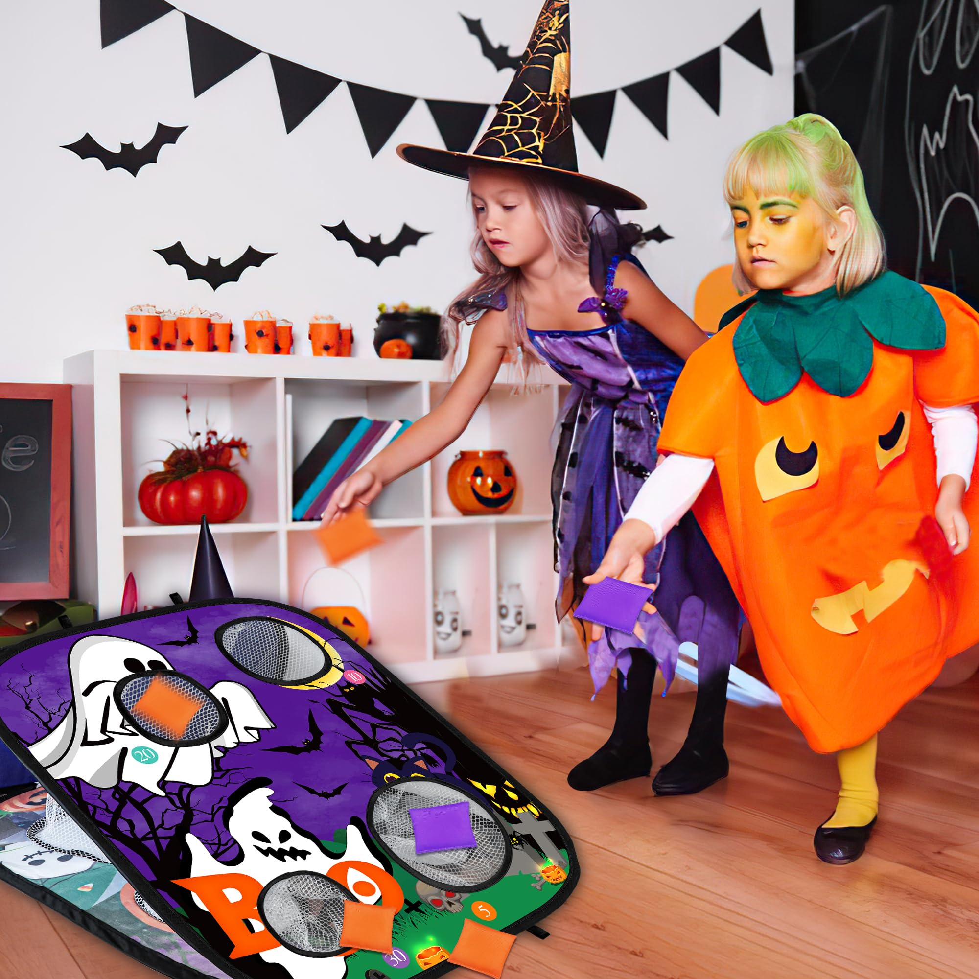 Halloween Games for Kids Party, Ghost Pumpkin Bean Bag Toss Games Halloween Party Games Favors Carnival Games for Adults Kids School Classroom Fall Festival Games Outdoor Indoor Trunk or Treat Gifts