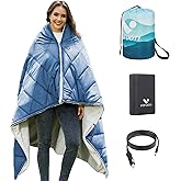 Heated Blanket Battery Operated,12V Cordless heating pad with 15000 battery,Heated Shawl Throw Blanket,Wearable Heated Blanket,Sherpa Lining,3 Heating Set for Car,Camping,Backpacking,Hiking,Travel