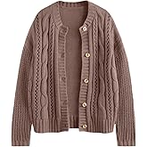 LILLUSORY Women's Cardigan Sweaters Cable Knit Crochet Cotton Fall Jackets Button Up Chunky Trendy Outfits