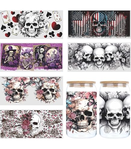 thumbnail image 2 of 10 Sheets Gothic Dark Animals UV DTF Cup Wraps Transfer Stickers Waterproof Rub Decals For 16 OZ Glass Cups 10 Styles Rub On Transfers PVC For DIY 2 of 14