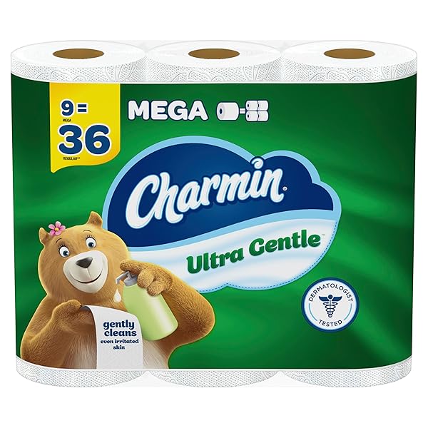 CHARMIN ULTRA GENTLE TOILET PAPER, 9 MEGA ROLLS, 231 SHEETS PER ROLL