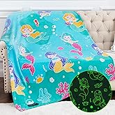Mermaid Gifts for Girls Doll Toddler Toys - Colorful Mermaid Glow in the Dark Blanket for Kids Age 3 4 5 6 7 8 9 10 11 12 Years Old - Kawaii Costume Decorations for Baby Teens Birthday Christmas