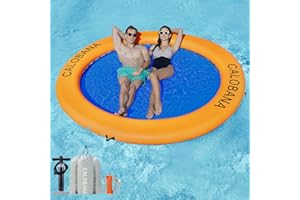 CALOBANA Round Floating Ring Inflatable Water Hammock Heavy Duty River Floats Lake Raft for Adults Tanning Pool Lounger Float Island Platform Pad Mat for Party
