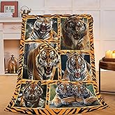 UIAMT Tiger Blanket Wildlife Animal Flannel Plush Throw Blanket Cozy Tiger Decor Fleece Stuff Blanket Gifts for Lover Girls Boys Kids Adults Women Bed Travel 40"x50"