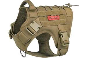 OneTigris Tactical Dog Harness - Fire Watcher Comfortable Patrol Vest (Coyote Brown, Large)