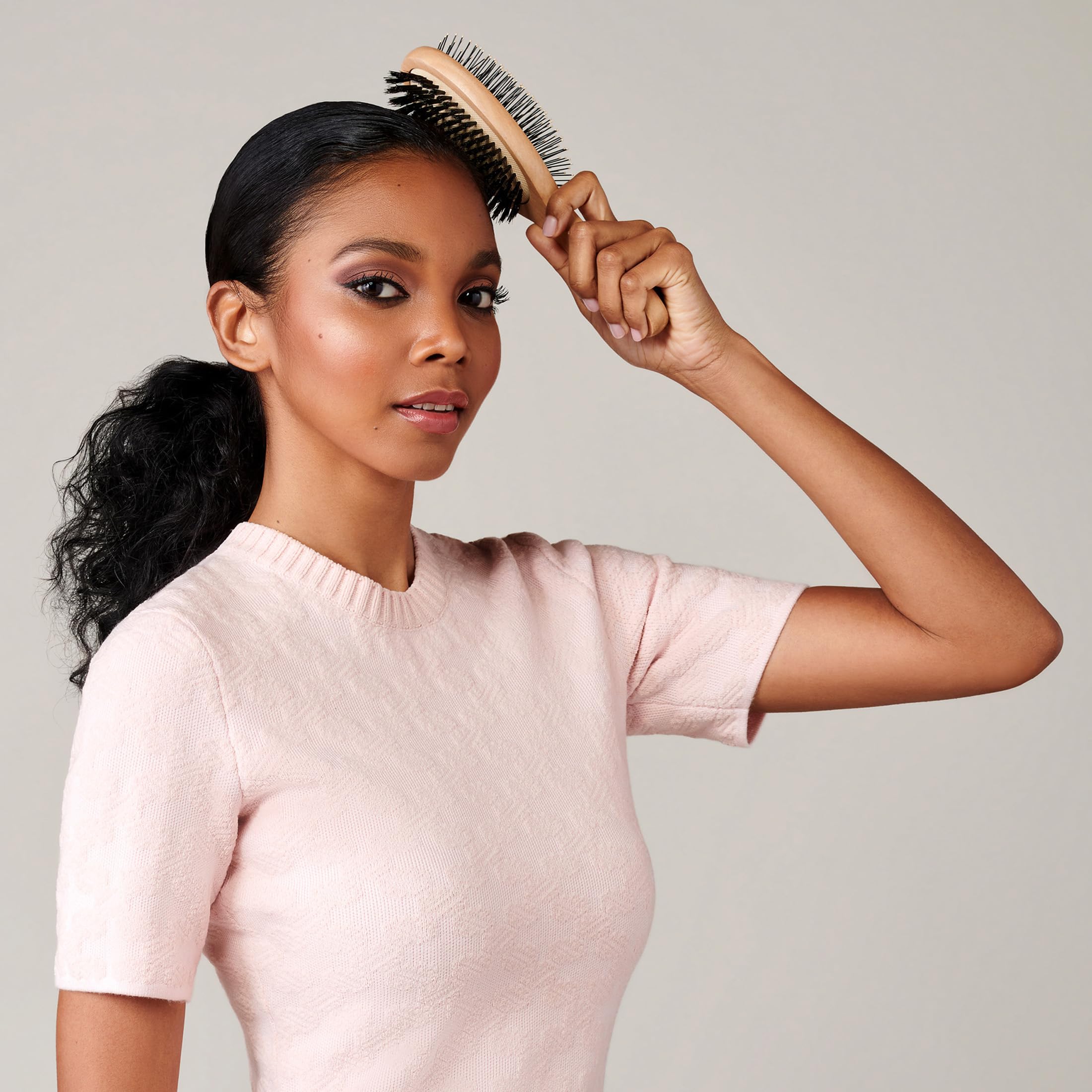 Diane 2-in-1 Premium Double-Sided Hair Brush, Detangling and Smoothing Hair Brush with Flexible Pins and Nylon-Reinforced Boar Bristles for Wet or Dry Hair, Ideal for Fine to Medium Hair Types
