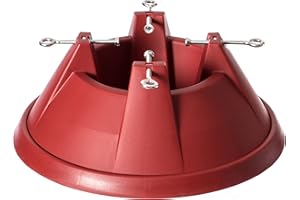 Gardenised Plastic Christmas Tree Stand with Screw Fastener, Red