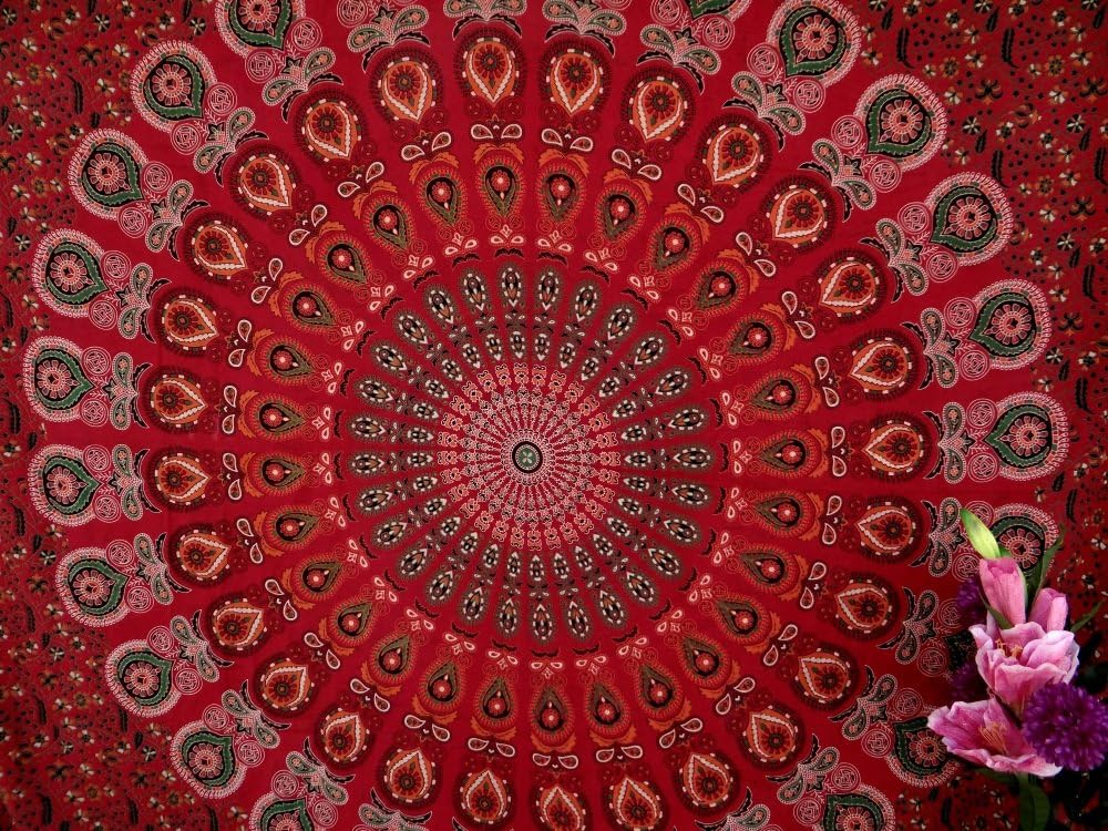 TheNanoDesigns Psychedelic Mandala Hippie Large Tapestry, Indian Ethnic Wall Decor, Table Runner Bed Sheet, Hippie Dorm Decor - Beach Sheet - Hanging Wall