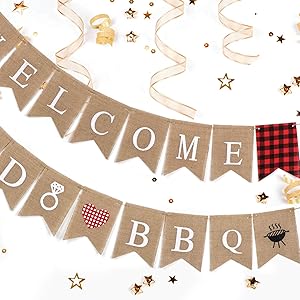 2 Pcs Burlap Welcome I DO BBQ Sign Banners Garland Bachelorette Party Picnic Wedding Engagement Bridal Shower Decoration Bride to Be Sign, Better Be Quick(BBQ) Photo Backdrop Supplies