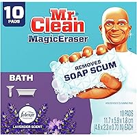 Mr. Clean Magic Eraser, Bathroom, Shower, and Shoe Cleaner with Febreze Lavender Scent, Cleaning Pads with Durafoam, 10 Count
