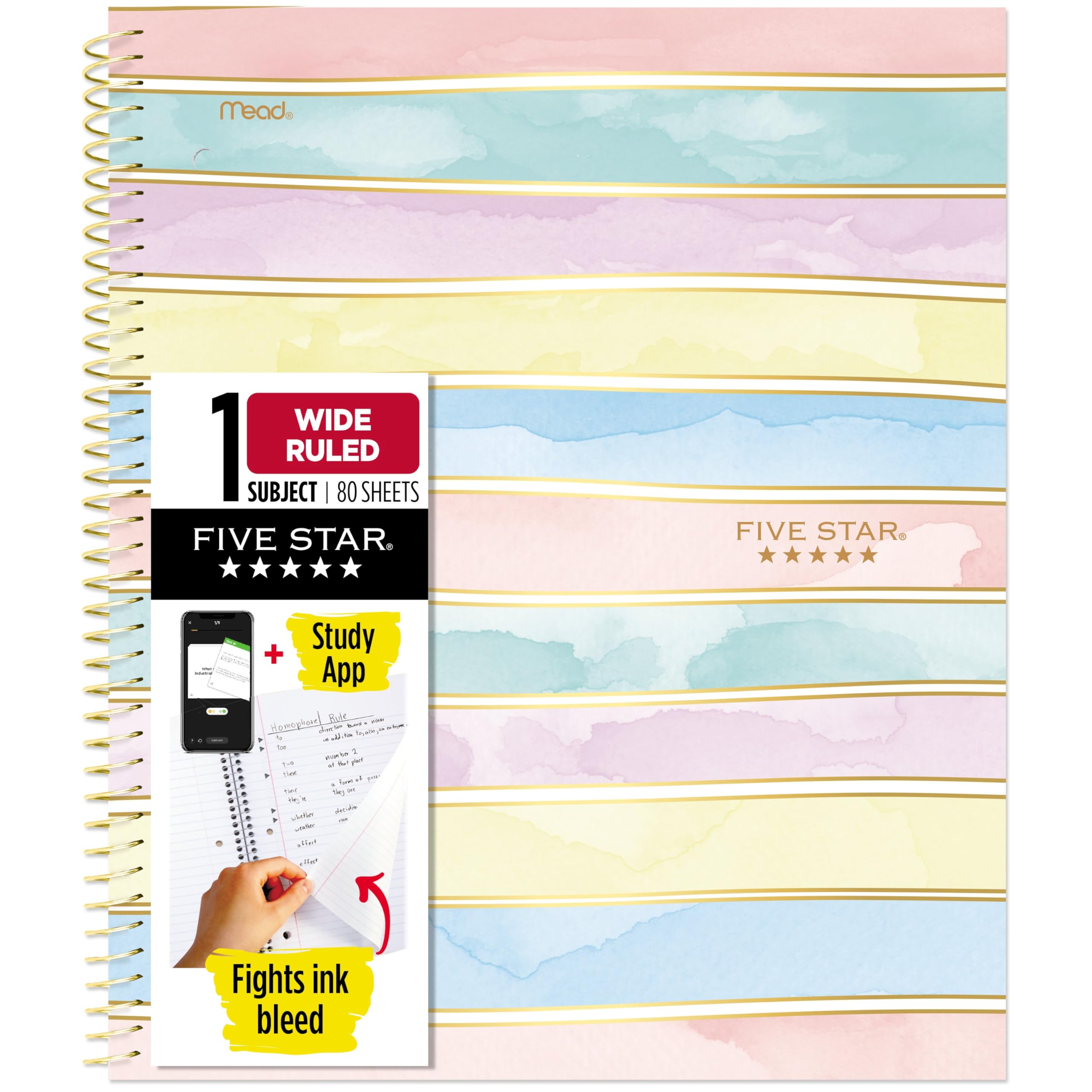 Five Star Spiral Notebook + Study App, 1