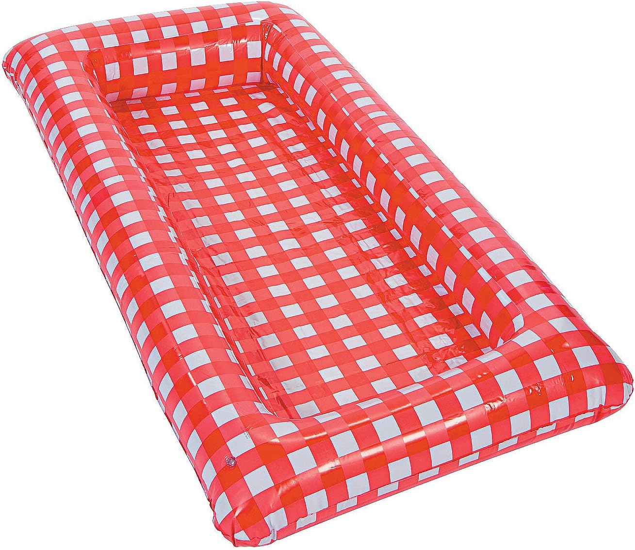 Fun Express Red Gingham Inflatable Buffet Cooler - Over 4 feet Long - Party Supplies