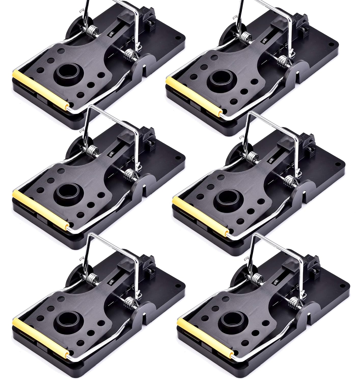 6x MOUSE TRAPS - Spring Snap Trap High Power Sprung Trap Vermin / Pest Control **6pk**, Black, Large