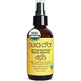 PURA D'OR Organic Jojoba Oil (4oz / 118mL) 100% Pure USDA Certified Premium Grade Natural Moisturizer: Cold Pressed,Unrefined