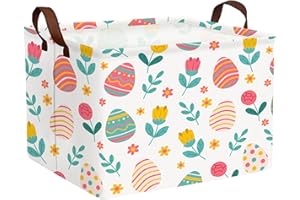 MYFLOCY Large Easter Baskets Empty Box Foldable Gifts Storage Bin Spring Room Decor(Rose Egg)