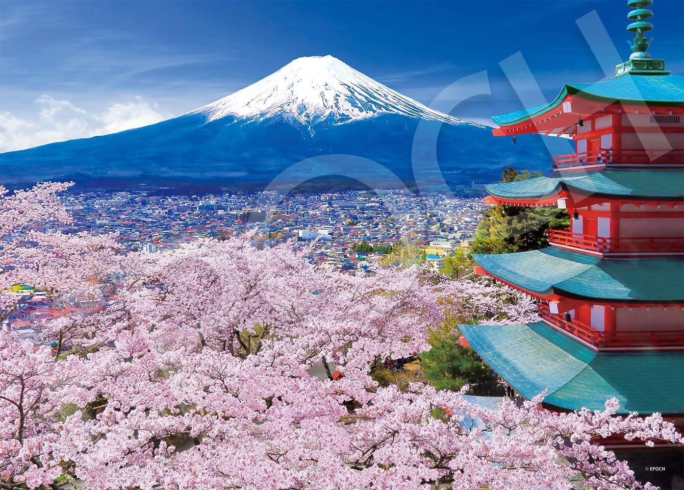 エポック社 500ピース ジグソーパズル 春風富士と五重塔-山梨 (38x53cm) 06-303s のり付き ヘラ付き 点数券付き EPOCH商品画像