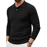 MAGNIVIT Mens Long Sleeve Knit Polo Shirts Casual Raglan Sleeve Sweater 2-Button Down Anti-Pilling Golf Shirts