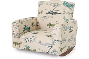 The Rose Hill Company Kid Rocking Chair for Toddlers, Child Chair for Little Kids, Upholstered Toddler Armchair for Children, Comfy and Cute Little Kid Chairs (Rockers, Airplanes Print)