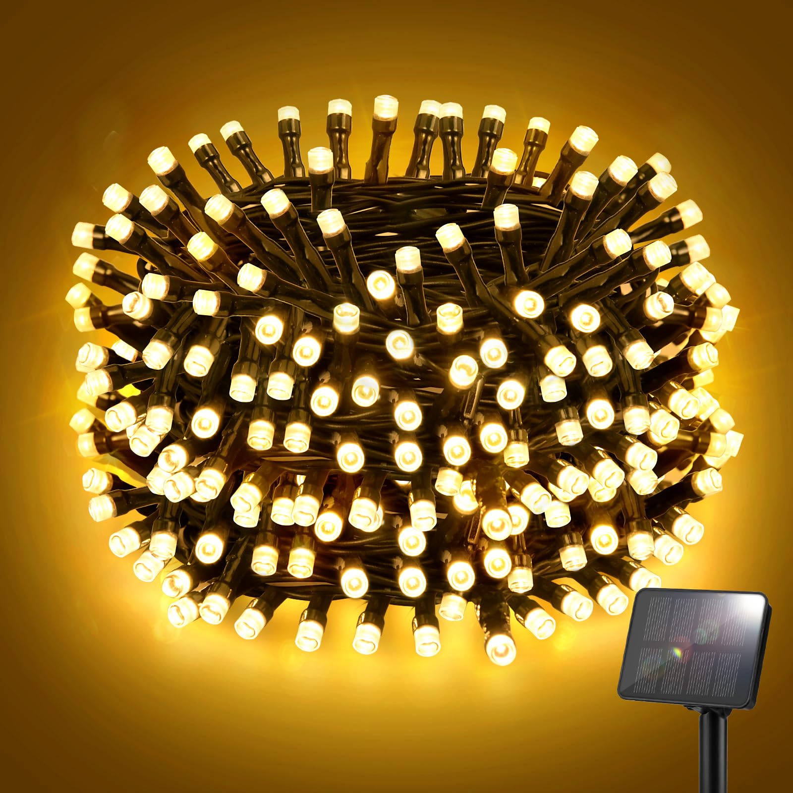FFZZKJ Solar String Lights Outdoor Garden 50LED 5M 16.4FT Garden Lights Solar Powered Waterproof 8 Modes for Patio/Yard/Tree/Gazebo/Terrace/Party/Wedding - Warm White — image 1