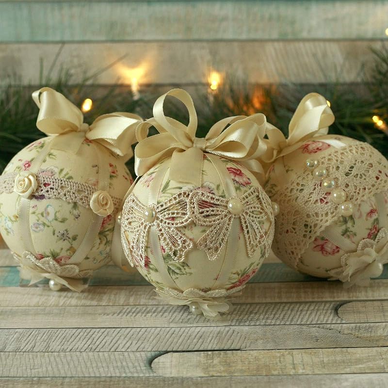 Shabby Chic Christmas Baubles, Christmas Tree Decoration