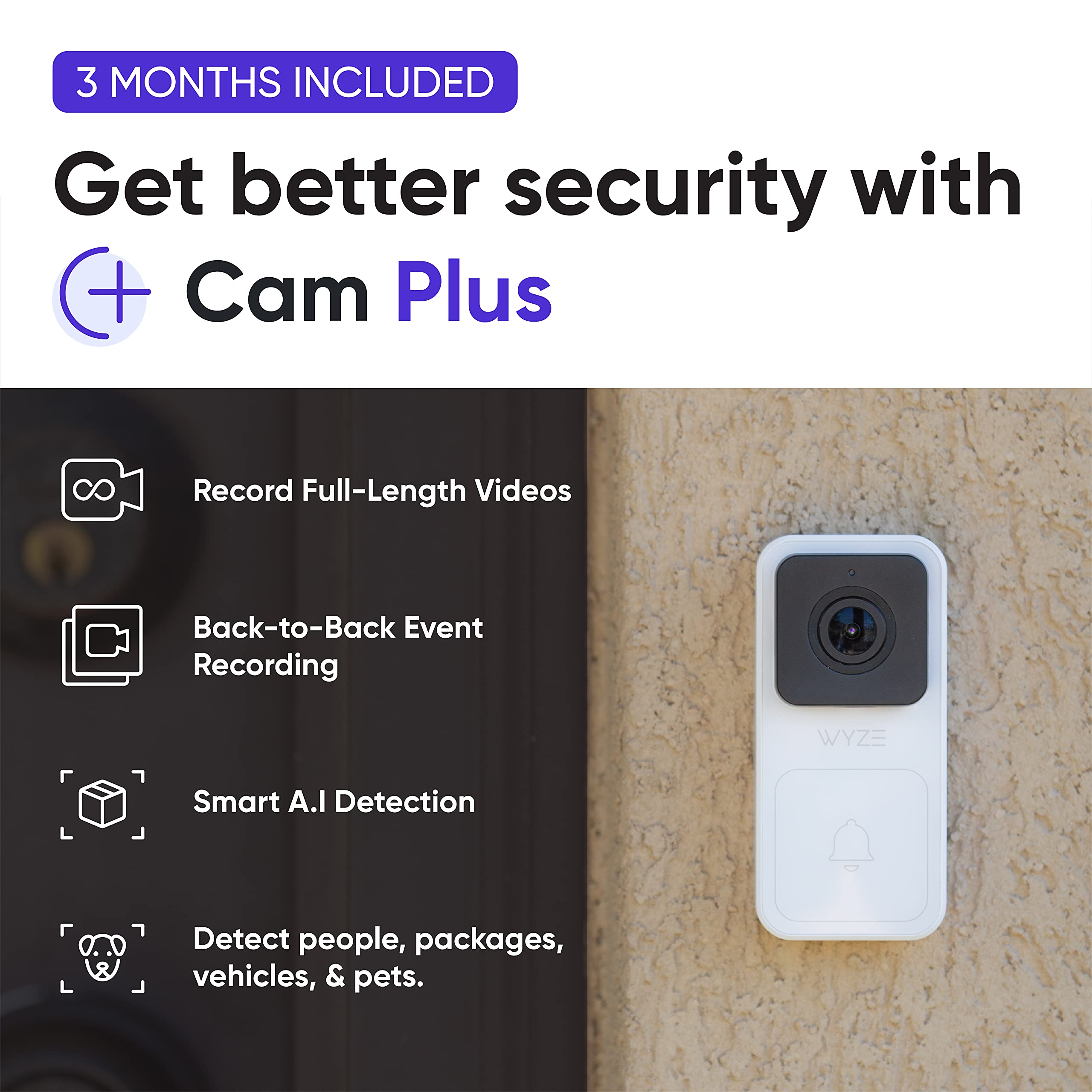 WYZE Video Doorbell (Chime Included), 1080p HD Video, 34 Aspect Ratio