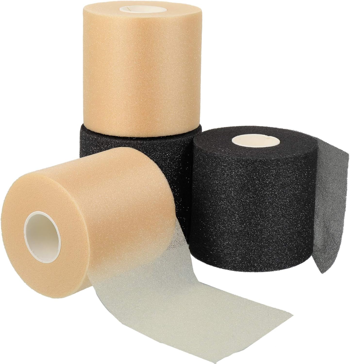 4 Pieces Foam Underwrap Athletic Foam Tap Sports Pre-wrap Athletic Tape for Ankles Wrists Hands and Knees, 2.75 x 30 Yards (Black and Beige): Sports & Outdoors