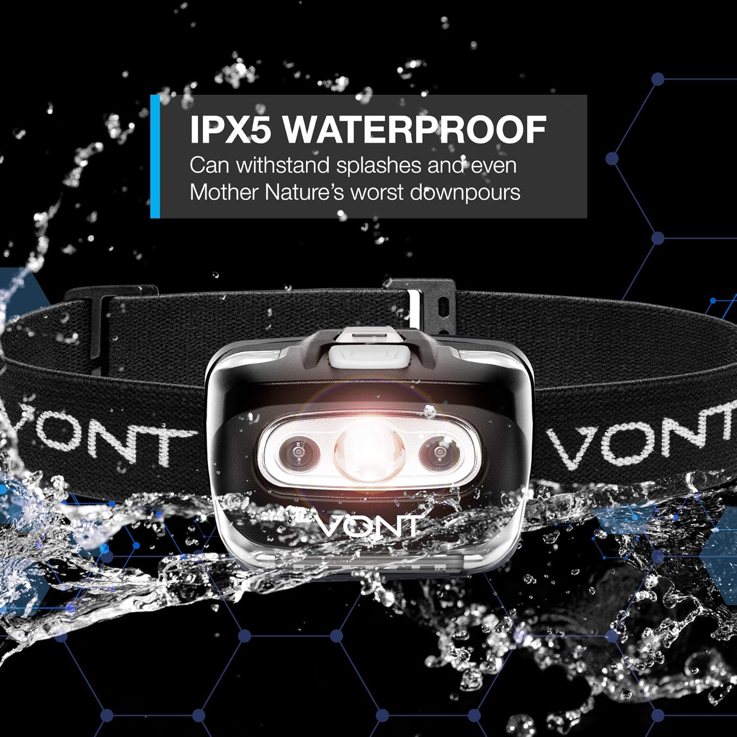 Vont 'Spark' LED Headlamp Flashlight (2 PACK) Super Bright Head Lamp Gear Suitable for Running, Camping, Hiking, Climbing, Fishing, Hunting, Jogging, Headlight w/Red Light, Headlamps for Adults, Kids - - 
