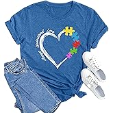 MAIHUN Autism Awareness Shirt for Women - Accept, Understand, Love Autism - Teacher Tshirt - Support Month Tee