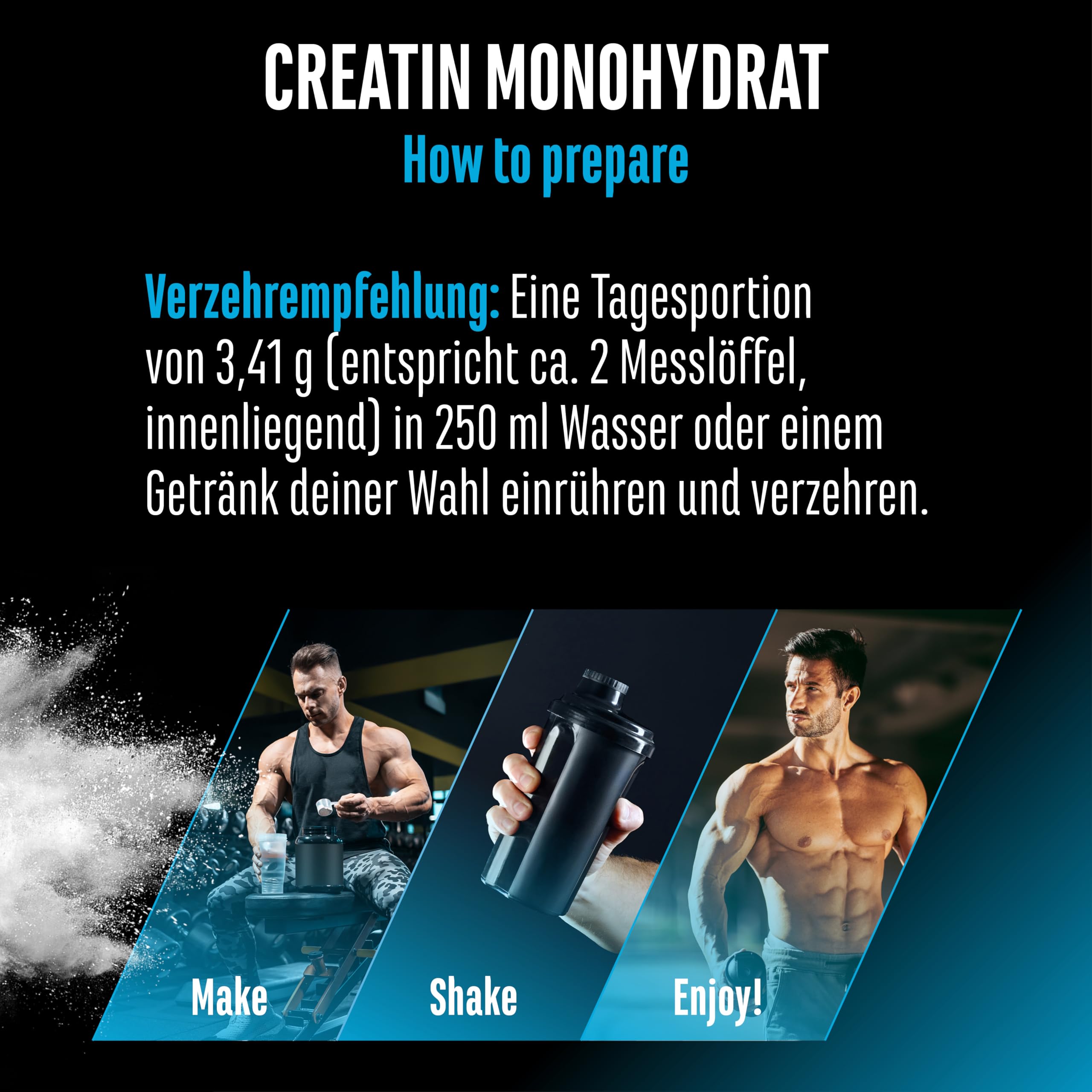 Creatin Pulver - 1kg / 1000 g - Creatine Monohydrat Pulver - Optimale Löslichkeit & mikrofein - Vegan - 293 Anwendungen - German Elite Nutrition 8