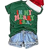 Christmas Shirts for Women Christmas Tshirts Merry Xmas Tree Graphic Tee Funny Holiday Short Sleeve Tee Tops